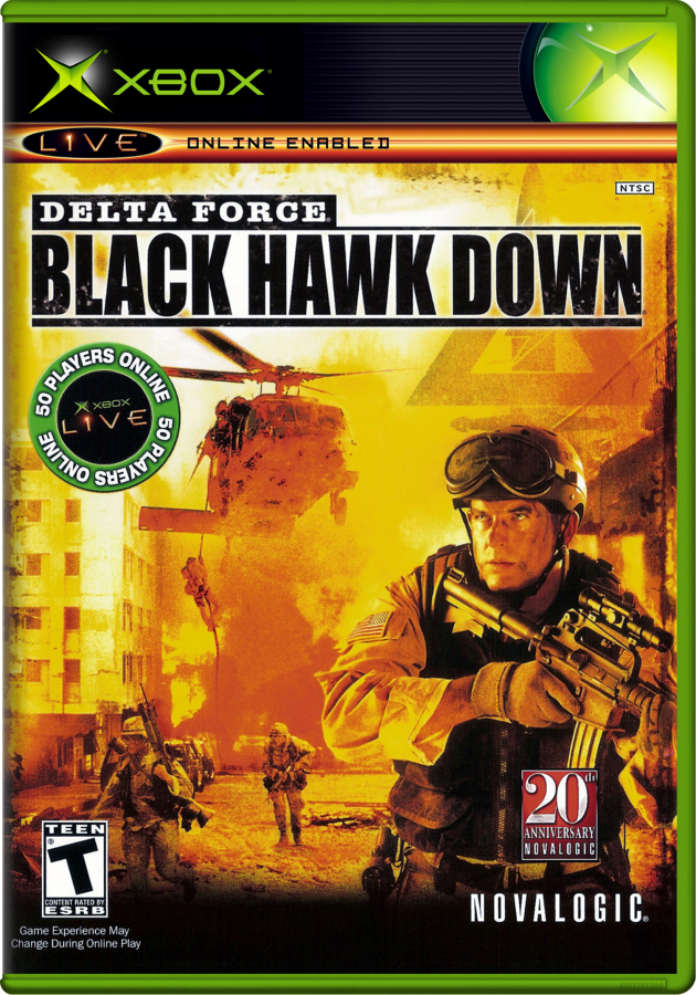 Delta Force Black Hawk Down for Xbox (Xbox), cover art first person shooter video game.