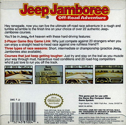 Jeep Jamboree back cover art for Game Boy GB video game