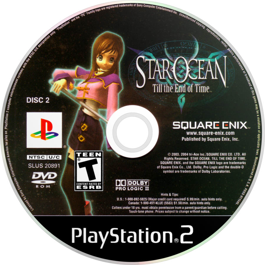 Star Ocean Till the End of Time PS2 PlayStation 2 JRPG role playing game sci fi fantasy adventure real time combat retro video game disc 2