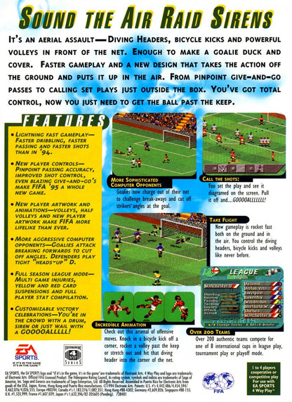 FIFA 95 back cover art for Sega Genesis (GEN) video game
