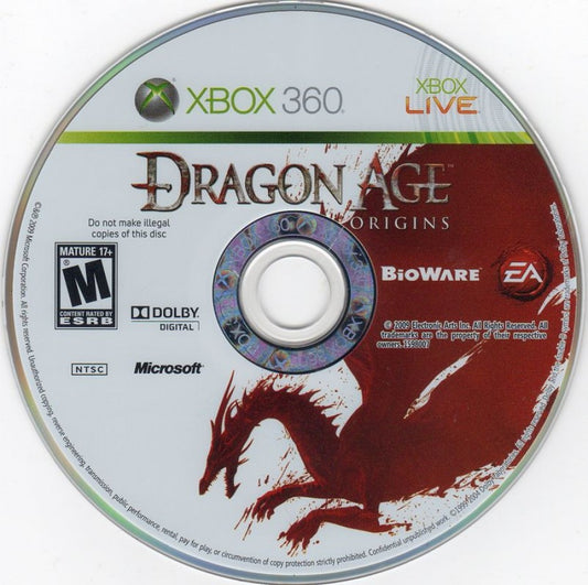 Dragon Age: Origins disc for Xbox 360 (X360) fantasy role-playing video game