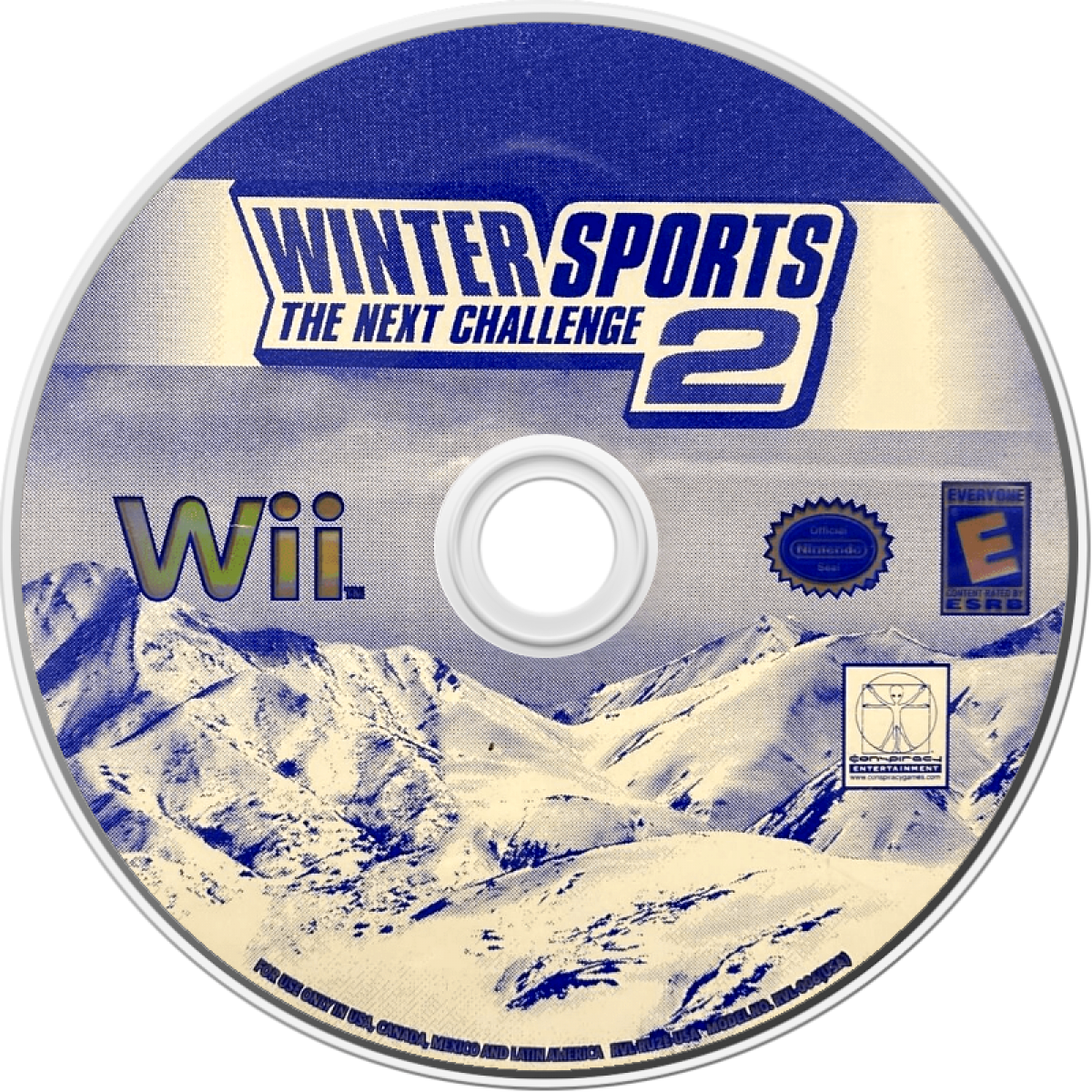 Winter Sports 2 The Next Challenge Wii inspired design featuring Olympic style winter sports competition aesthetic motion controlled gameplay skiing snowboarding bobsled and ice events competitive multiplayer action snowy athletic excitement nostalgic Nintendo Wii presentation disc