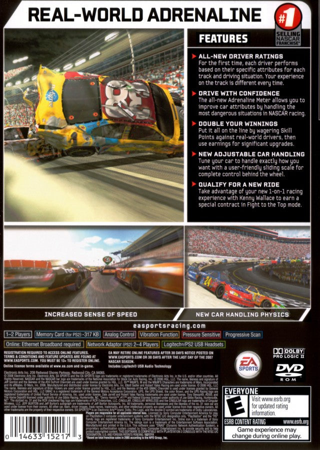 NASCAR 07 – PlayStation 2 (PS2) stock car racing sports video game back of case