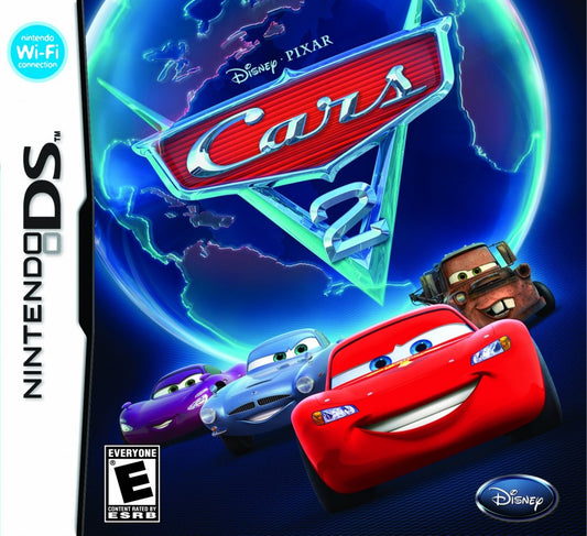 Cars 2 for Nintendo DS Disney Pixar racing adventure game featuring Lightning McQueen Mater World Grand Prix missions multiplayer challenges arcade style gameplay cover
