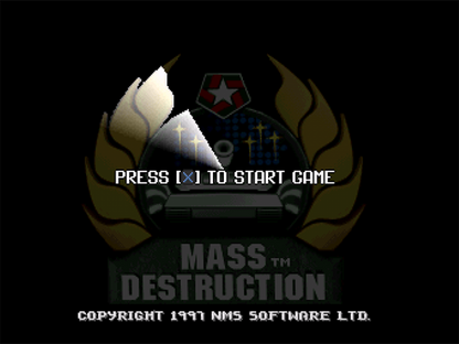 Mass Destruction game for the PlayStation featuring vehicular combat gameplay with tank based missions destructible environments objective driven levels and arcade style action across military themed battlefields gameplay 