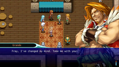 Alphadia Genesis PlayStation 5 turn-based fantasy RPG retro-style adventure Kemco 16-bit era inspired pixel art party combat magic system exploration quests gameplay screenshot
