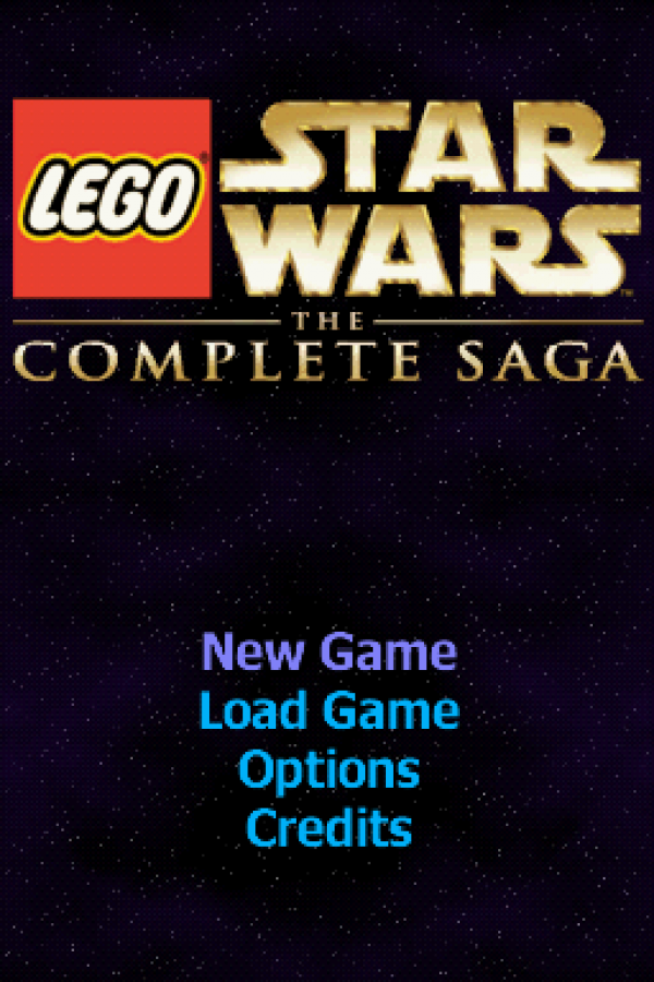 LEGO Star Wars: The Complete Saga start screen for Nintendo DS (DS) action adventure video game