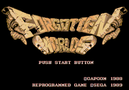 Forgotten Worlds Sega Genesis GEN for retro video game enthusiasts featuring side scrolling shoot em up gameplay futuristic aerial combat rotating weapon system intense enemy battles sci fi adventure classic arcade action and collectible gaming appeal gameplay 