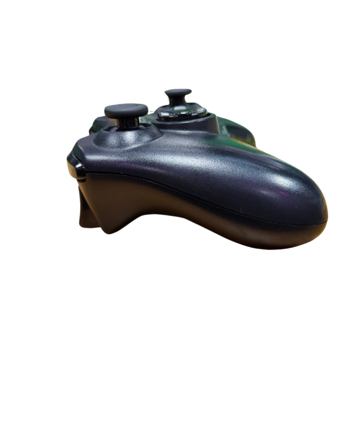 Black Xbox 360 wireless controller Microsoft gaming accessory for Xbox 360 and PC systems side
