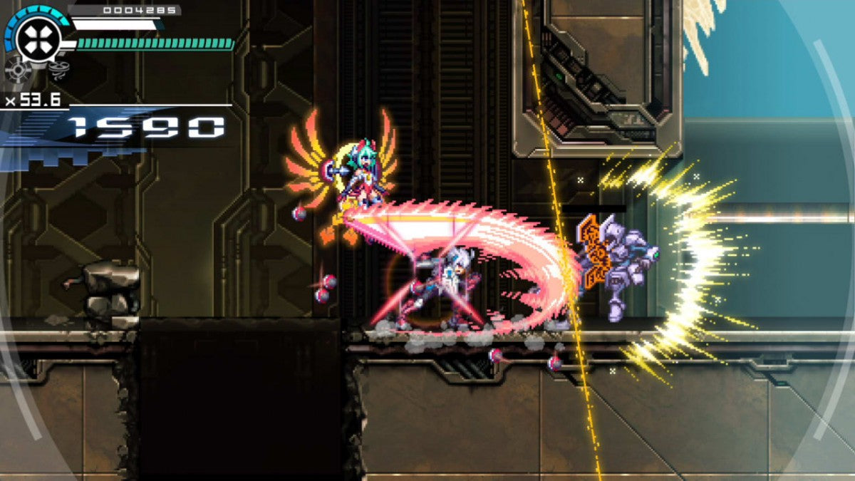 Gunvolt Chronicles: Luminous Avenger iX 2 retro PS4 video game Gunvolt Chronicles Luminous Avenger iX 2 anime action platformer side scrolling combat fast paced futuristic gameplay retro inspired console release gameplay