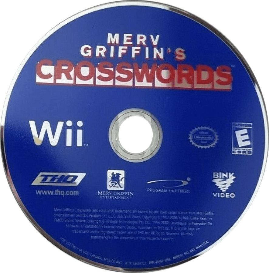 Merv Griffin’s Crosswords – Nintendo Wii (Wii) word puzzle trivia video game disc