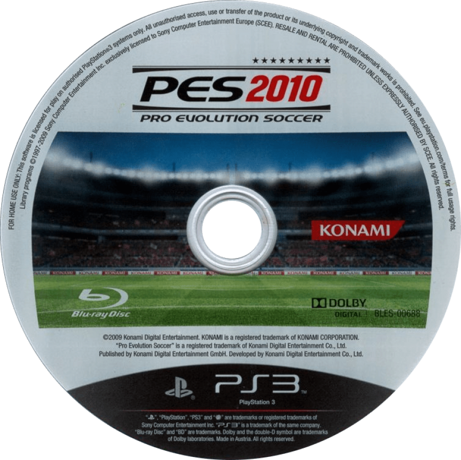 Pro Evolution Soccer 2010 disc for PlayStation 3 (PS3) video game