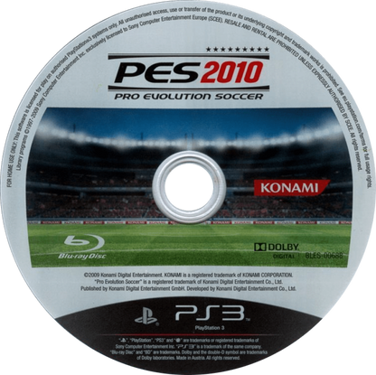 Pro Evolution Soccer 2010 disc for PlayStation 3 (PS3) video game