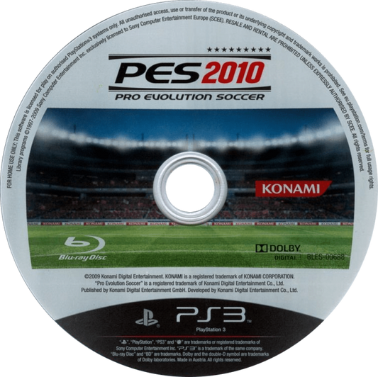 Pro Evolution Soccer 2010 disc for PlayStation 3 (PS3) video game