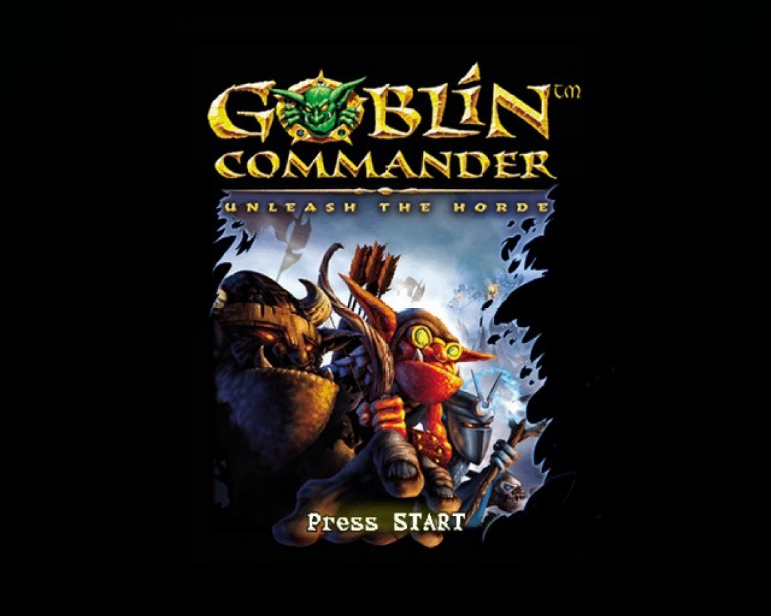 Goblin Commander: Unleash the Horde start screen for PlayStation 2 (PS2) fantasy real-time strategy action video game