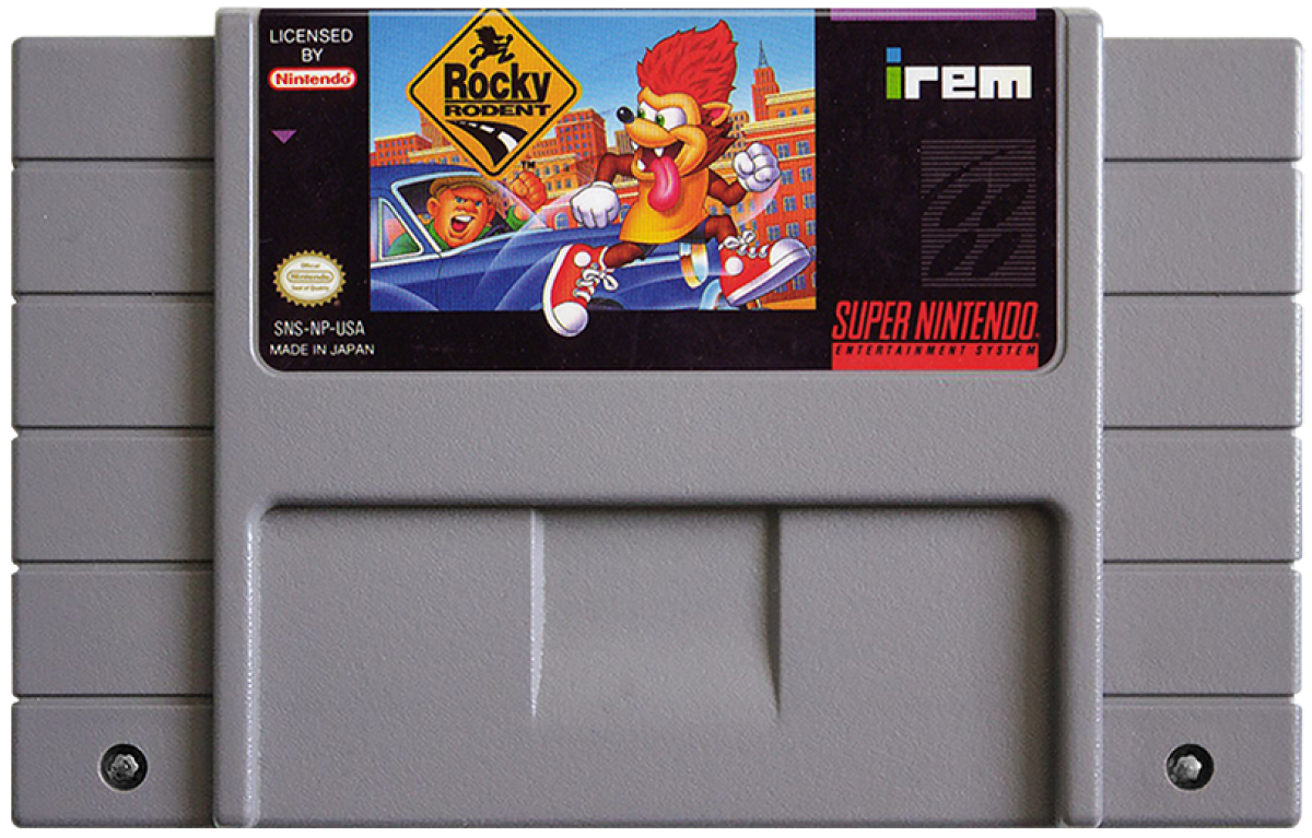 Rocky Rodent cartridge for Super Nintendo Entertainment System (SNES) retro video game