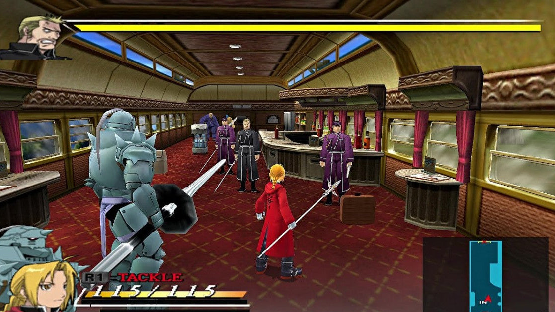 Retro Fullmetal Alchemist and the Broken Angel PS2 inspired design featuring anime action RPG aesthetic vintage PlayStation 2 adventure alchemy powered combat Edward Elric Alphonse Elric fantasy steampunk world nostalgic anime game presentation gameplay