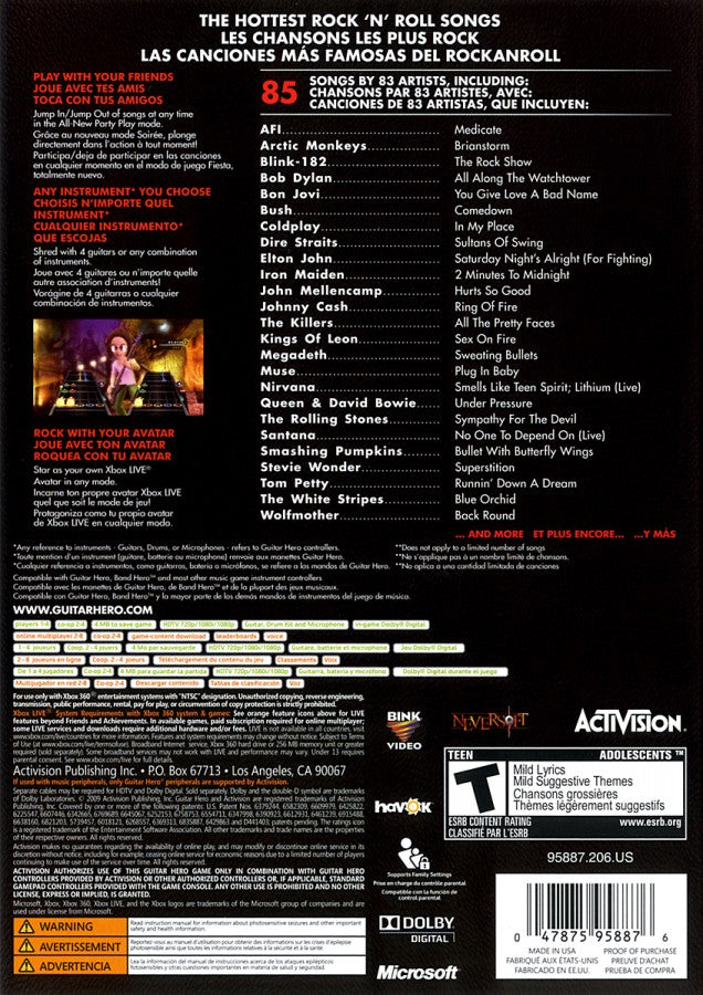 LEGO Rock Band Xbox 360 for rhythm music video game fans featuring LEGO themed rock performances classic songs guitar drum bass and vocal gameplay customizable LEGO characters multiplayer modes colorful stages and family friendly musical action collectible gaming appeal back