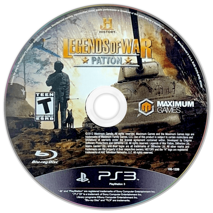 History Legends of War Patton disc for PlayStation 3 PS3 video game