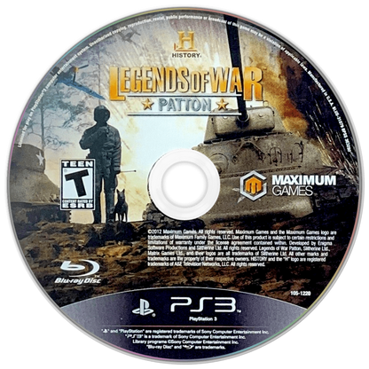 History Legends of War Patton disc for PlayStation 3 PS3 video game