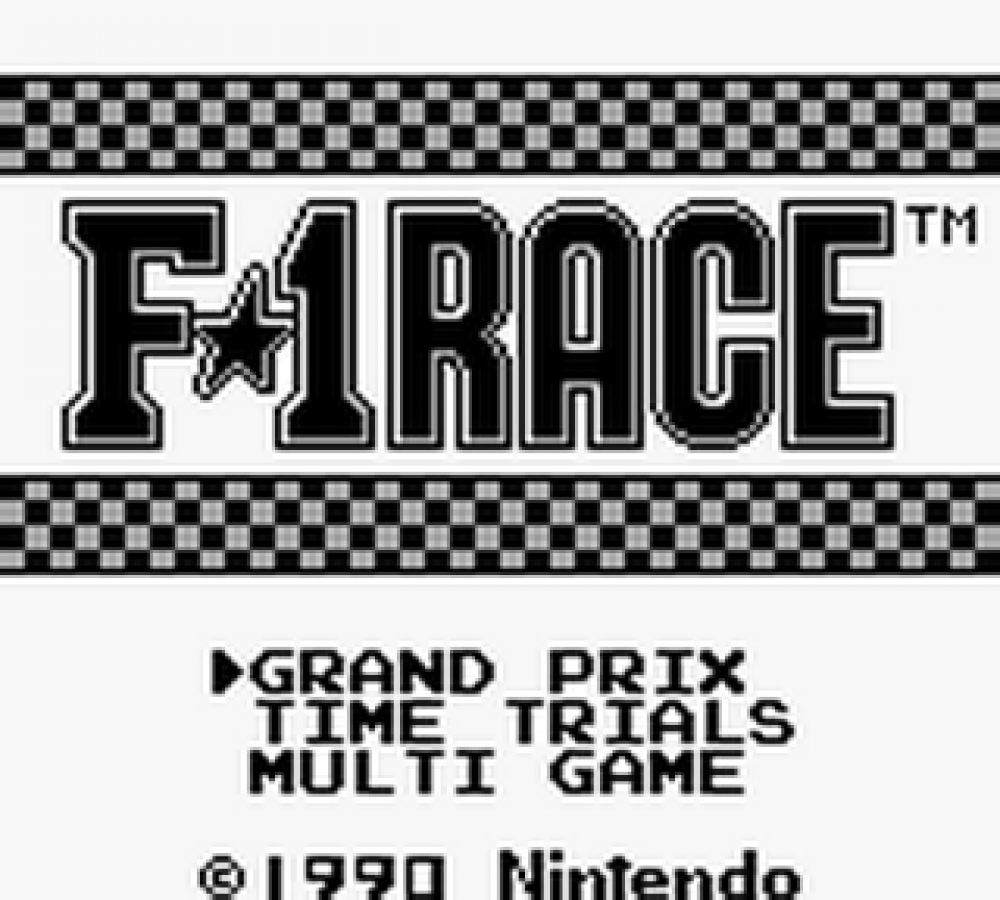 F-1 Race title screen for Game Boy (GB) video game 