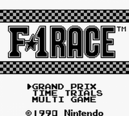 F-1 Race title screen for Game Boy (GB) video game 