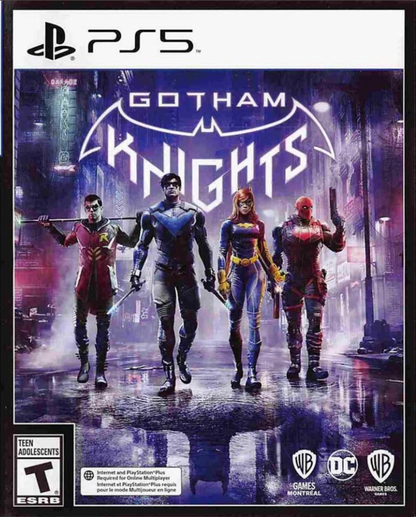 Gotham Knights PlayStation 5 PS5 action RPG video game featuring the Batfamily in open-world Gotham City co-op gameplay front cover