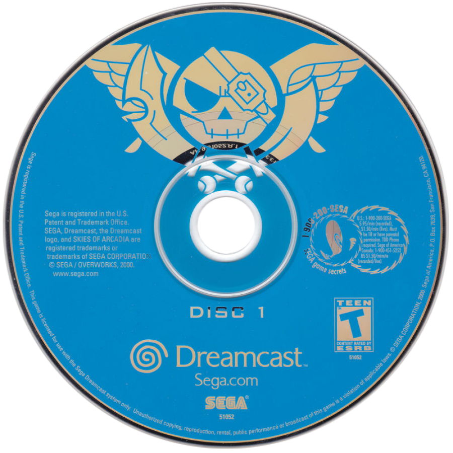 Skies of Arcadia Sega Dreamcast retro video game JRPG disc 1