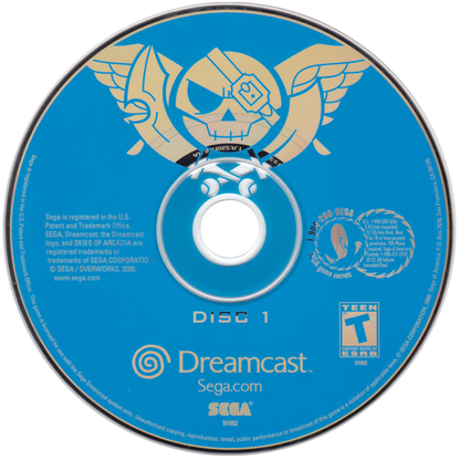Skies of Arcadia Sega Dreamcast retro video game JRPG disc 1