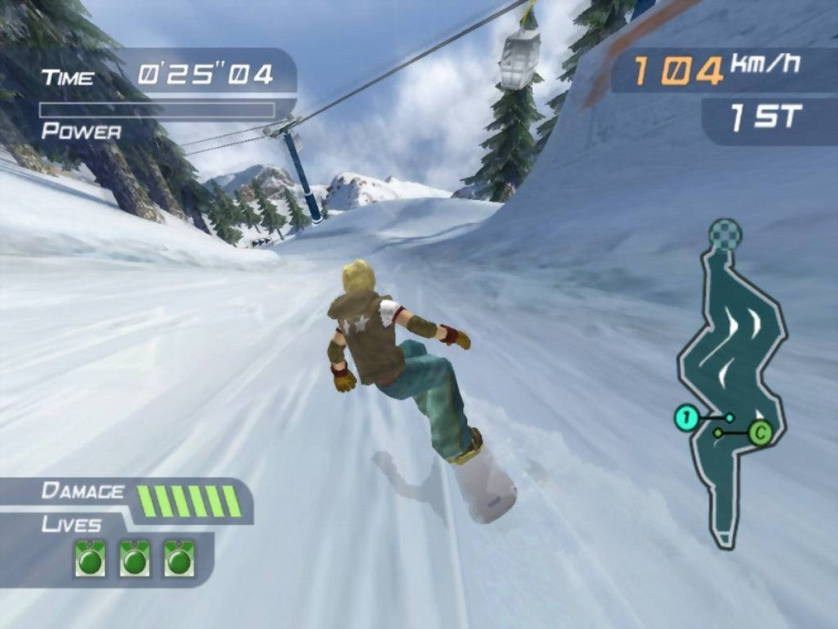 1080 Avalanche Nintendo GameCube fast-paced extreme snowboarding racing video game with trick system realistic courses avalanche escapes and multiplayer modes as the successor to 1080° Snowboarding retro gaming Nintendo GameCube classic gameplay screenshot