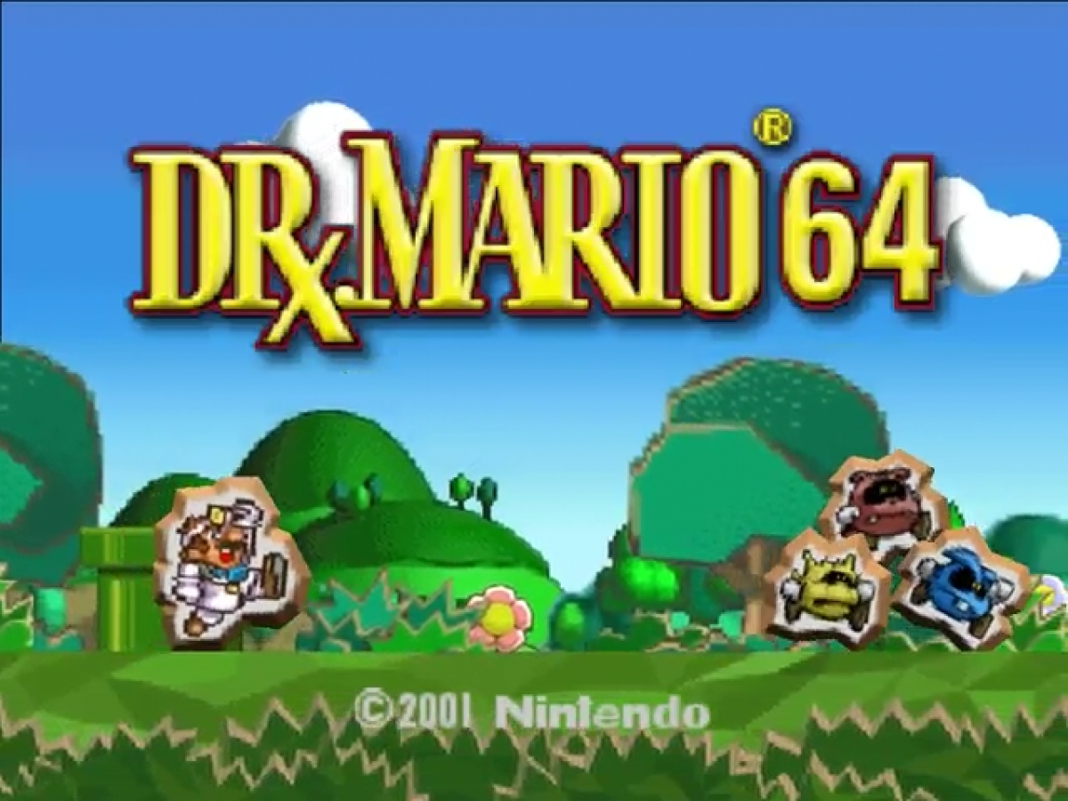Dr. Mario 64 title card for Nintendo 64 (N64) video game