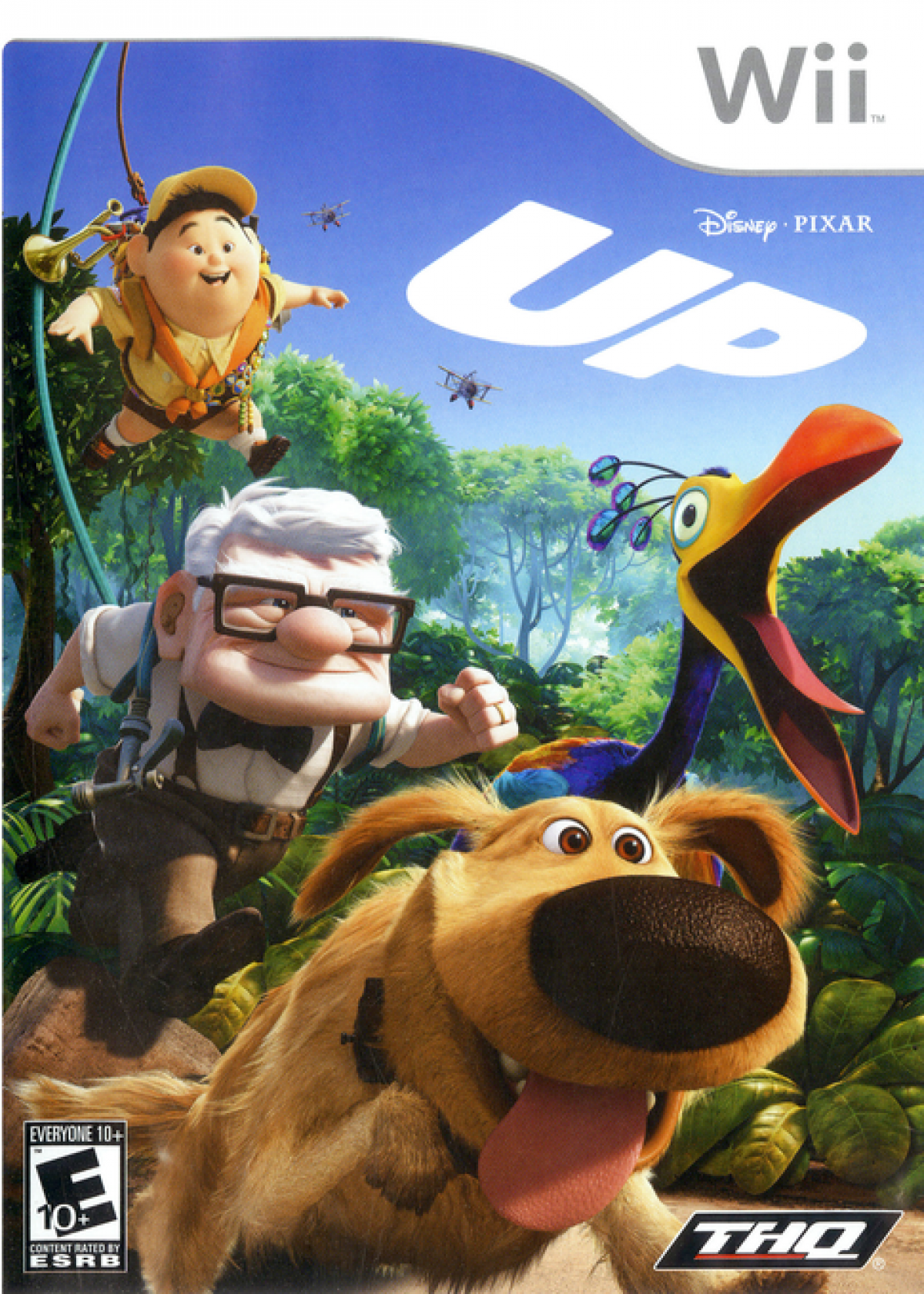 Disney Pixar Up Nintendo Wii for action adventure video game fans featuring Carl Fredricksen and Russell colorful environments platforming challenges balloon powered exploration puzzle solving cooperative multiplayer motion controls and family friendly gameplay collectible gaming appeal cover art