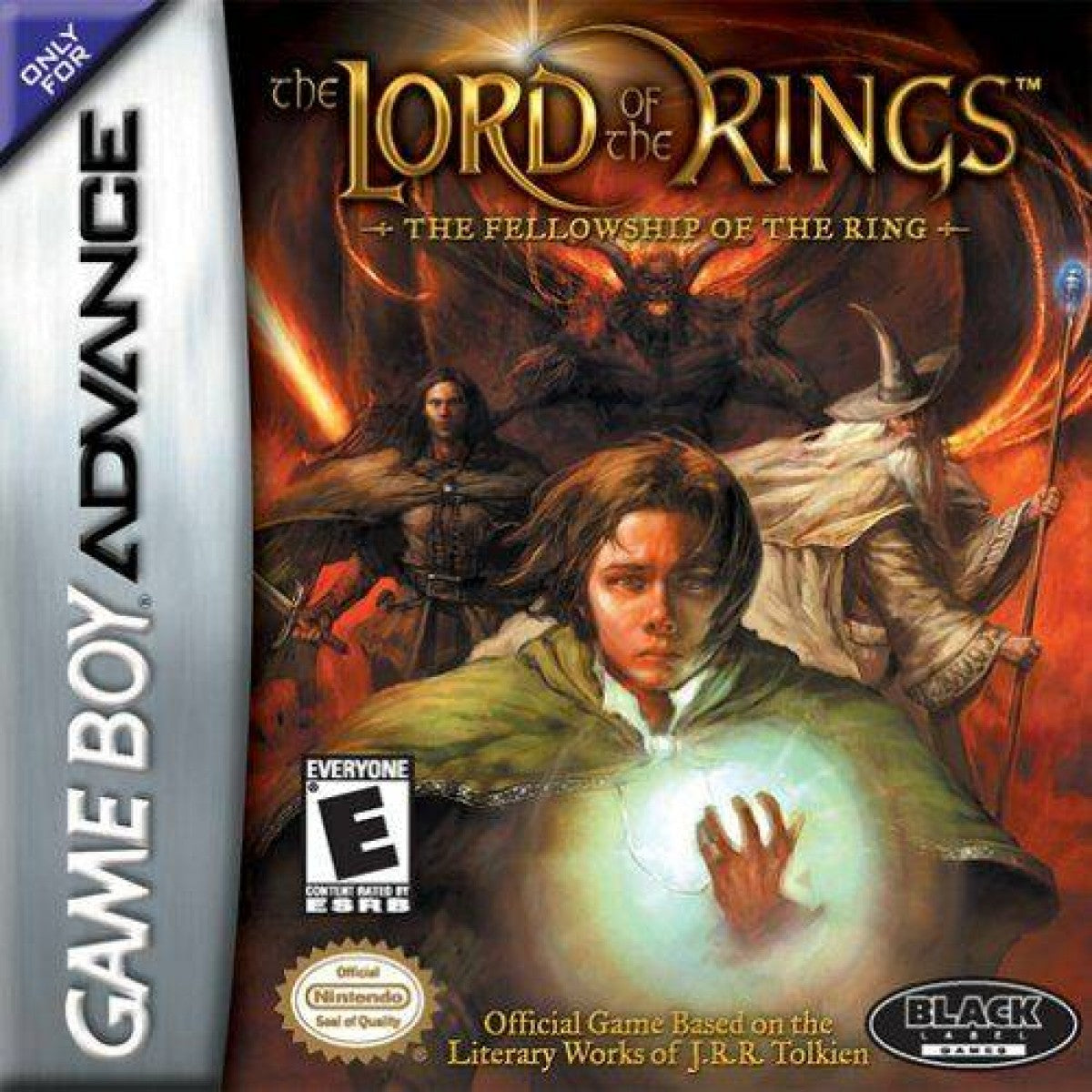 The Lord of the Rings: The Fellowship of the Ring Nintendo Game Boy Advance GBA for action role playing retro video game fans featuring Middle-earth exploration epic fantasy adventure sword combat iconic characters quest driven gameplay magical abilities classic handheld gaming collectible gaming appeal front cover art