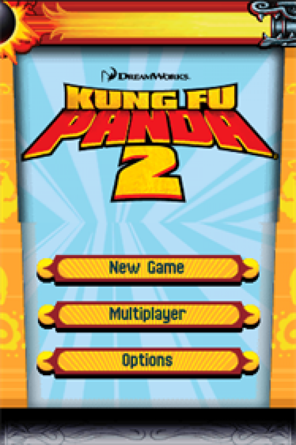 Kung Fu Panda 2 start screen for Nintendo DS (DS) action adventure video game