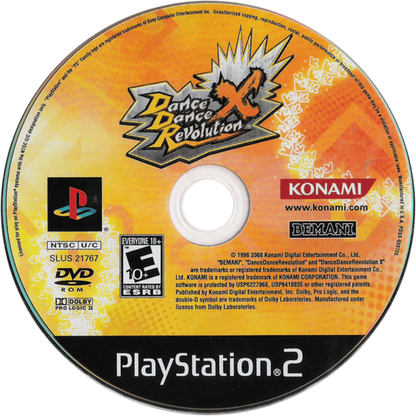 Dance Dance Revolution X for PlayStation 2 with rhythm-based dance gameplay and arcade-style music challenges disc 