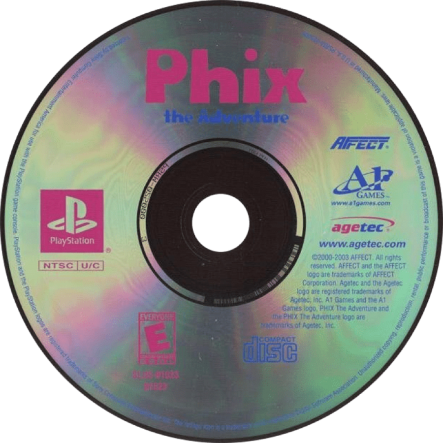 Phix: The Adventure PlayStation 1 PS1 for action platformer retro video game fans featuring colorful fantasy worlds puzzle solving creative platforming whimsical characters hidden secrets challenging levels classic PlayStation adventure collectible gaming appeal disc