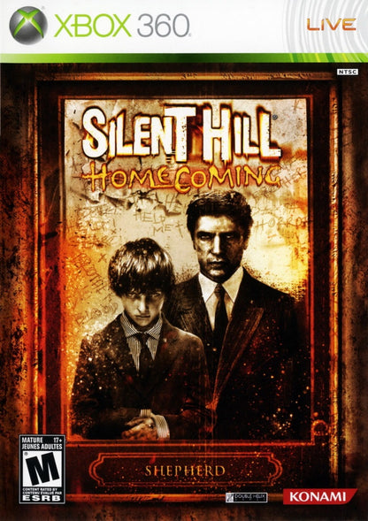 Retro Silent Hill Homecoming Xbox 360 inspired design featuring psychological survival horror aesthetic vintage HD era fog covered town disturbing creatures haunted atmosphere dark family secrets cinematic terror nostalgic Konami horror presentation cover art 