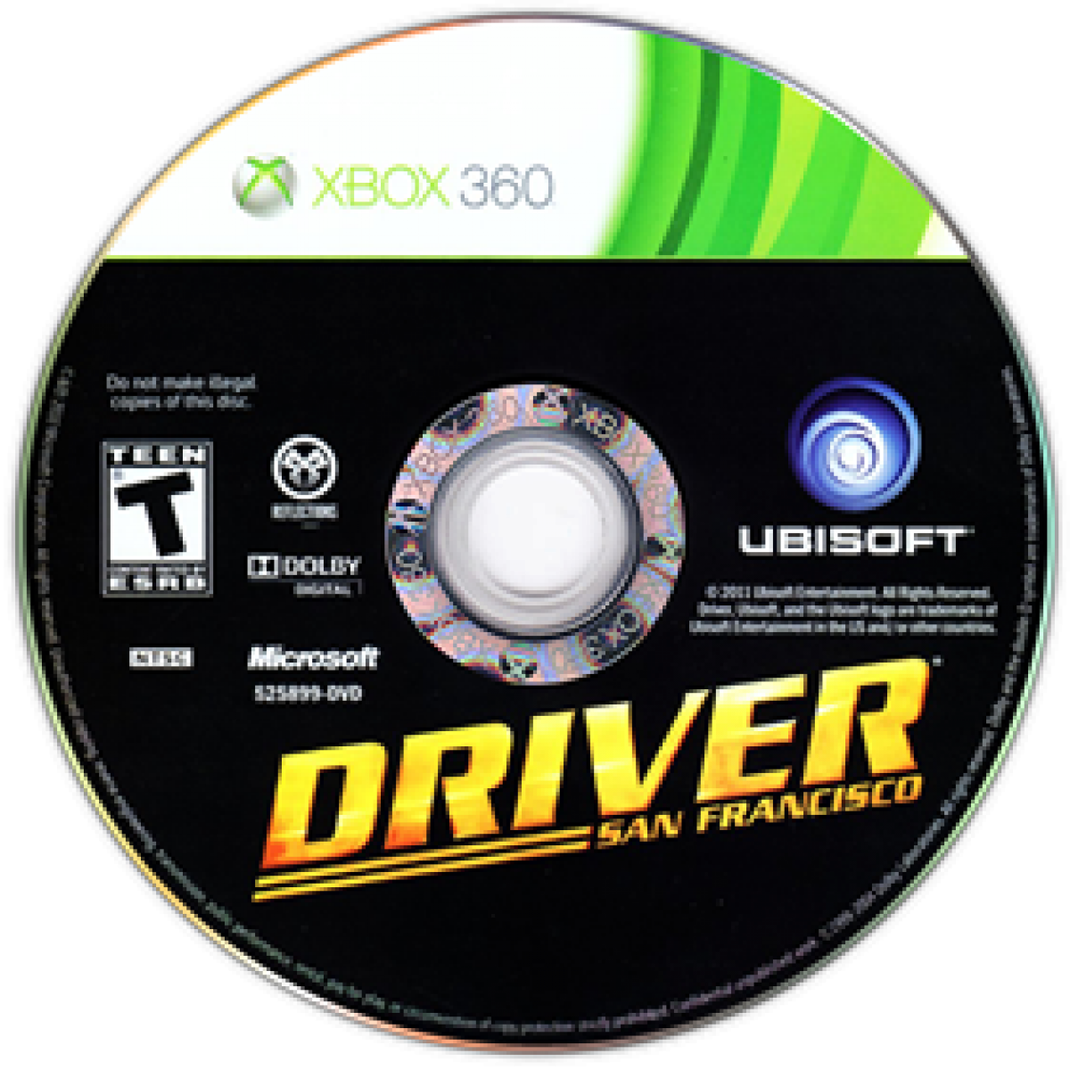 Driver San Francisco Xbox 360 open world racing video game featuring high-speed car chases city driving missions vehicle switching stunt driving police pursuits licensed vehicles and classic Xbox 360 gameplay collectible retro gaming appeal disc