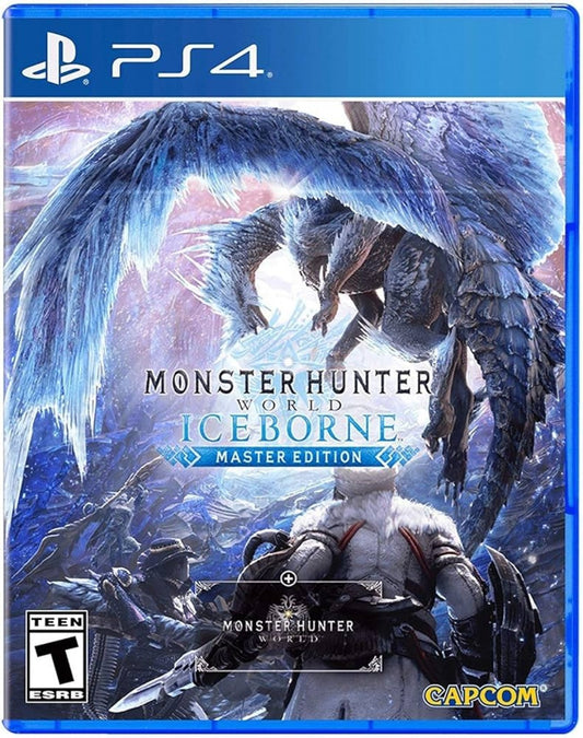Monster Hunter World Iceborne Master Edition video game featuring expansive action RPG hunting gameplay massive monsters cooperative multiplayer all base game and Iceborne expansion content and Capcom fantasy adventure title gameplay
