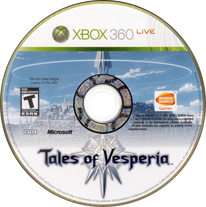 Tales of Vesperia disc for Xbox 360 (X360) role-playing video game
