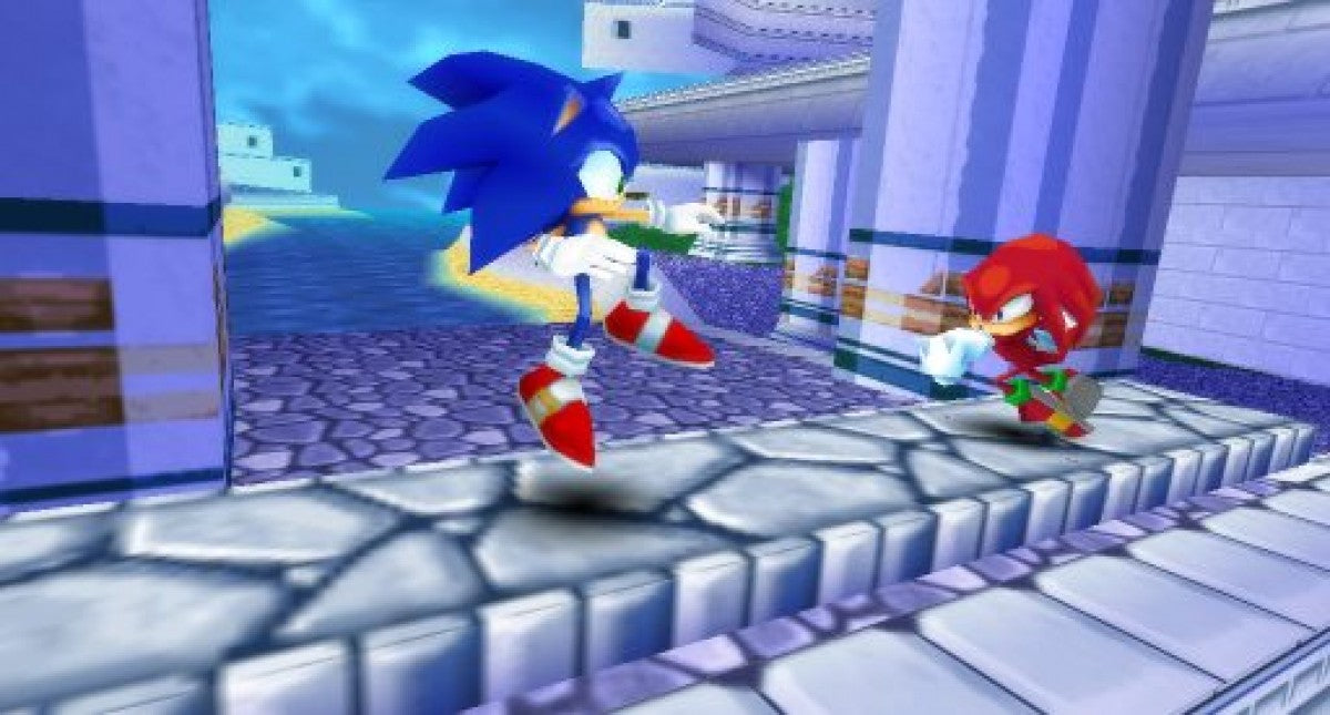 Retro Sonic Rivals Greatest Hits PSP inspired design featuring fast paced platform racing gameplay aesthetic vintage PlayStation Portable Sonic the Hedgehog rivalry battles colorful side scrolling action speed focused handheld gaming nostalgia Sega arcade style presentation gameplay 