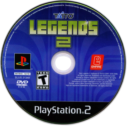 Taito Legends 2 – PlayStation 2 (PS2) video game disc, classic arcade compilation.