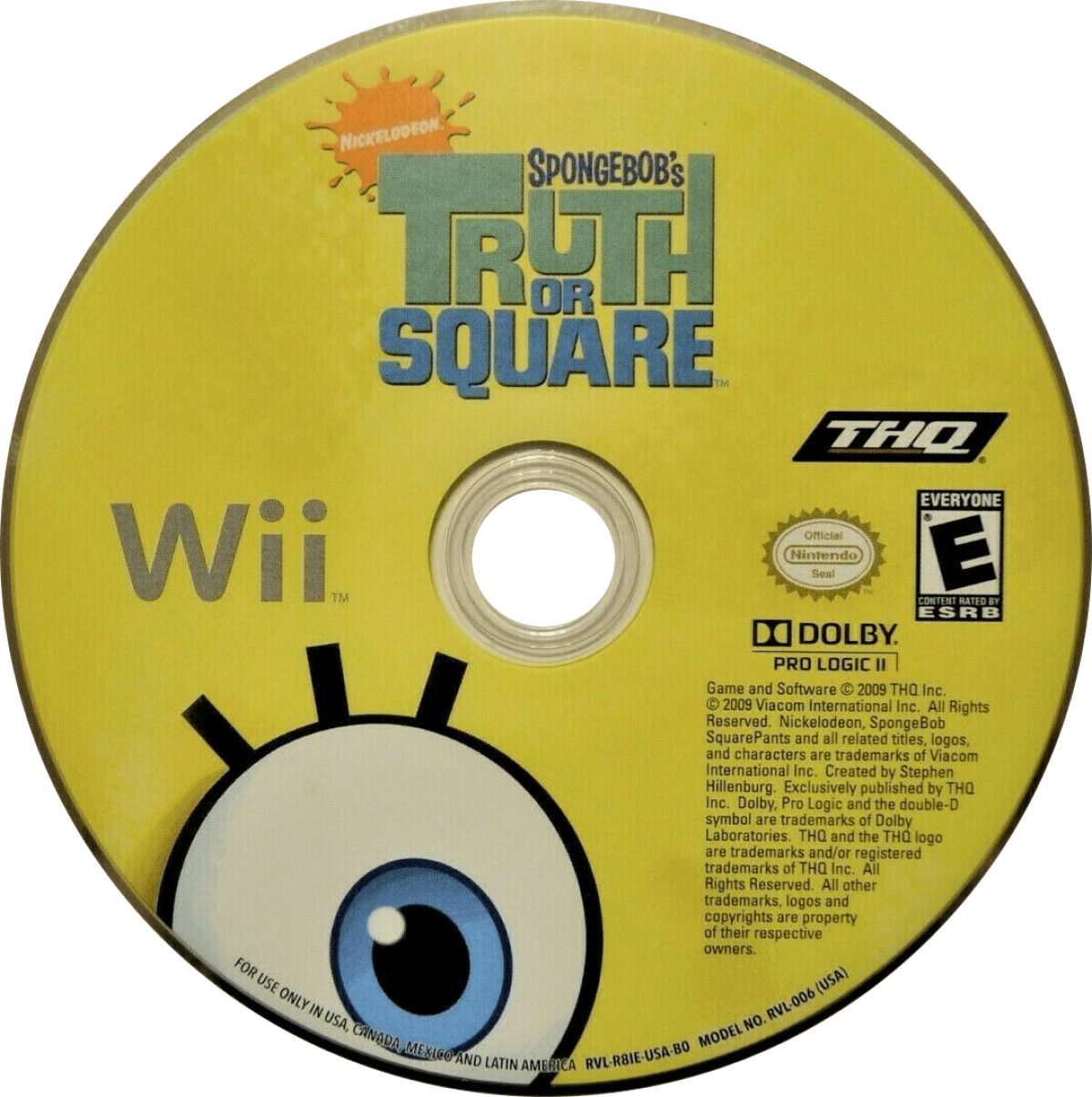 SpongeBob's Truth or Square Wii inspired design featuring cartoon platform adventure aesthetic Bikini Bottom exploration colorful underwater environments quirky humor motion controlled gameplay beloved Nickelodeon characters family friendly action nostalgic Nintendo Wii presentation disc