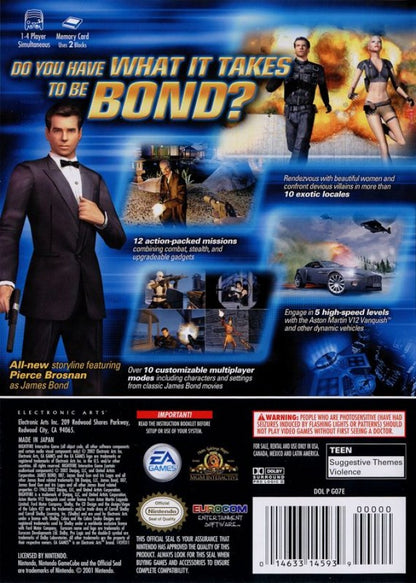 007: Nightfire [Player's Choice] back of case for GameCube (GC) first-person shooter action video game