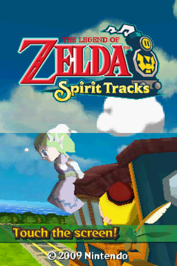 The Legend of Zelda: Spirit Tracks start screen for Nintendo DS (DS) action adventure video game