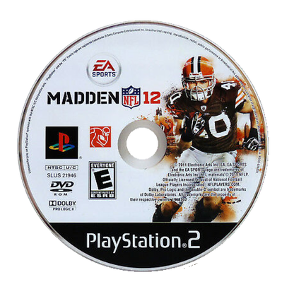 Madden NFL 12 disc art for PlayStation 2 (PS2) sports video game