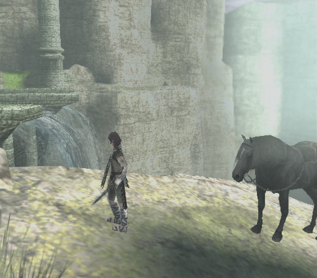 Shadow of the Colossus – PlayStation 2 (PS2) video game gameplay, action-adventure game.