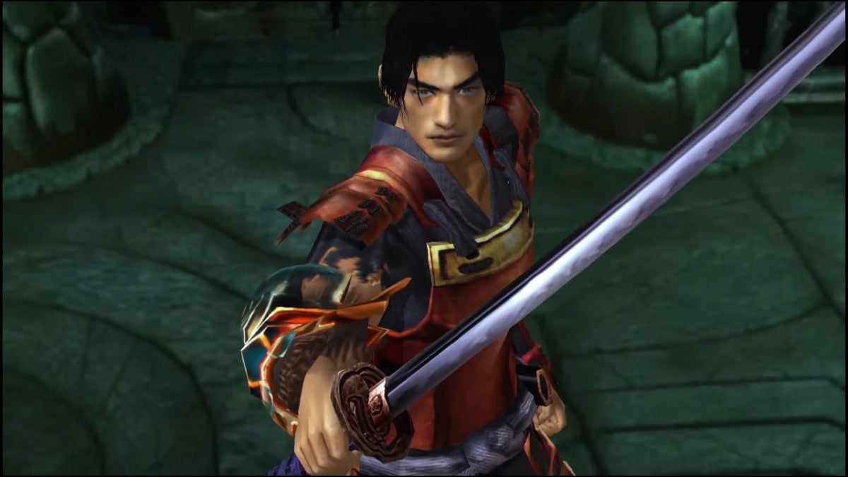 Onimusha Warlords from the Greatest Hits collection for the PlayStation 2 featuring action adventure gameplay with samurai combat demon enemies puzzle solving and cinematic storytelling set in feudal Japan gameplay 
