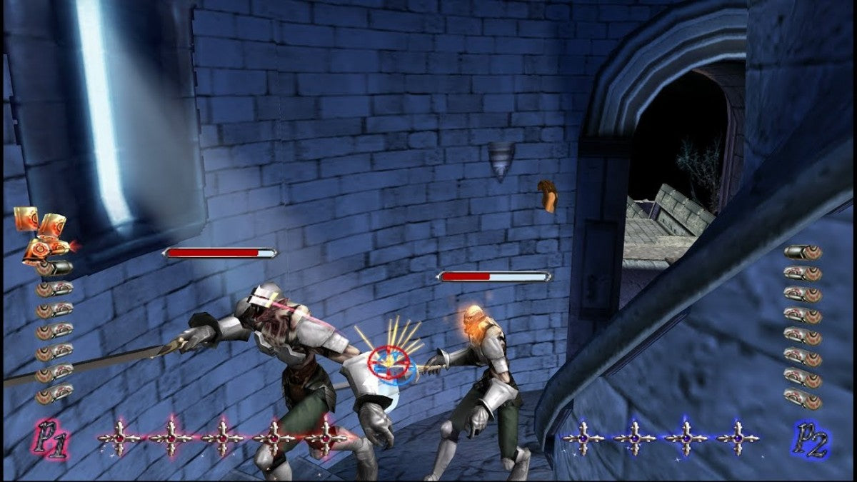 Vampire Night PS2 Sony PlayStation 2 arcade light gun shooter Namco rail shooter GunCon compatible vampire hunting combat gothic horror setting fast paced shooting stages co op arcade gameplay retro gaming PlayStation 2 software video game title gameplay