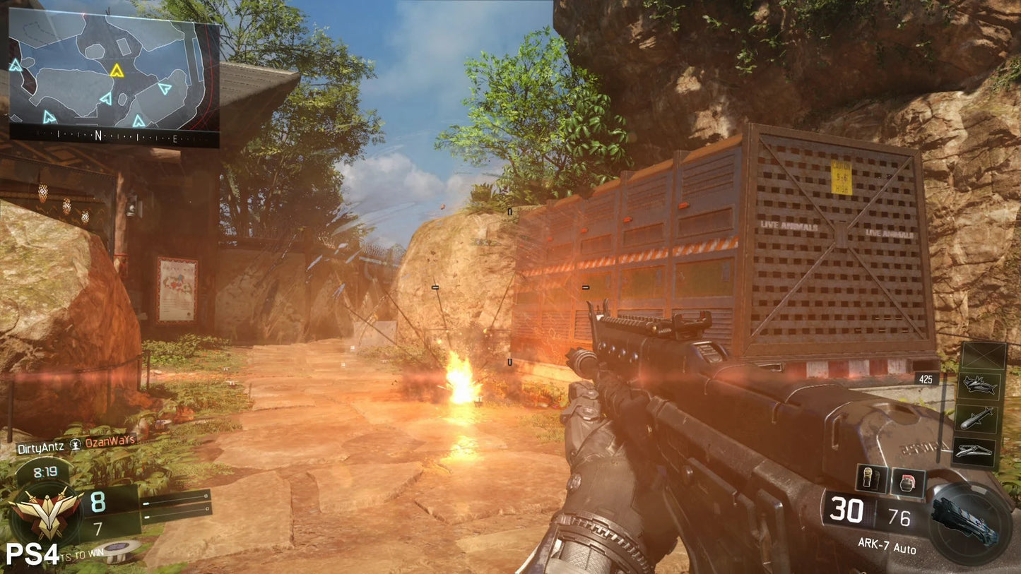 Call of Duty: Black Ops III [Gold Edition] for PlayStation 4 (PS4) at Gamers INC, featuring the complete futuristic warfare experience with the full base game, the "Awakening" DLC pack including four multiplayer maps and the Der Eisendrache Zombies chapter, and the fan-favorite Nuk3town bonus map gameplay screenshot